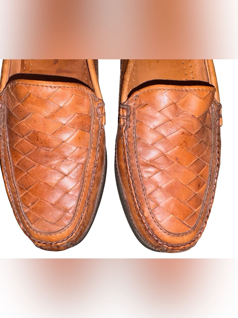 Johnston & Murphy Woven Leather Loafers Mens 13M Brown Basketweave Slip On - Picture 4 of 13